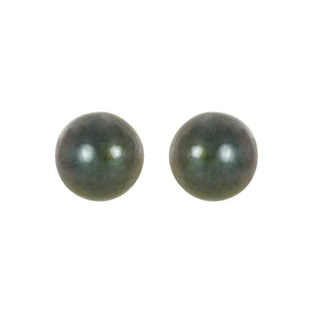 14k Yellow Gold Black Pearl Studs