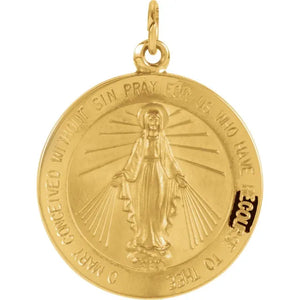 14k Yellow Gold Miraculous Medal Pendant