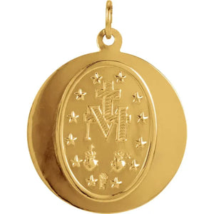 14k Yellow Gold Miraculous Medal Pendant