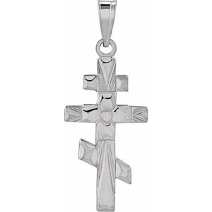 14k White Gold Orthodox Cross Pendant