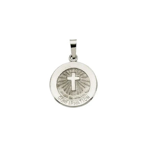 14k White Gold Confirmation Medal Pendant