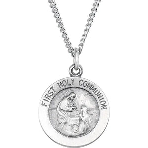 Sterling Silver First Communion Medal Necklace