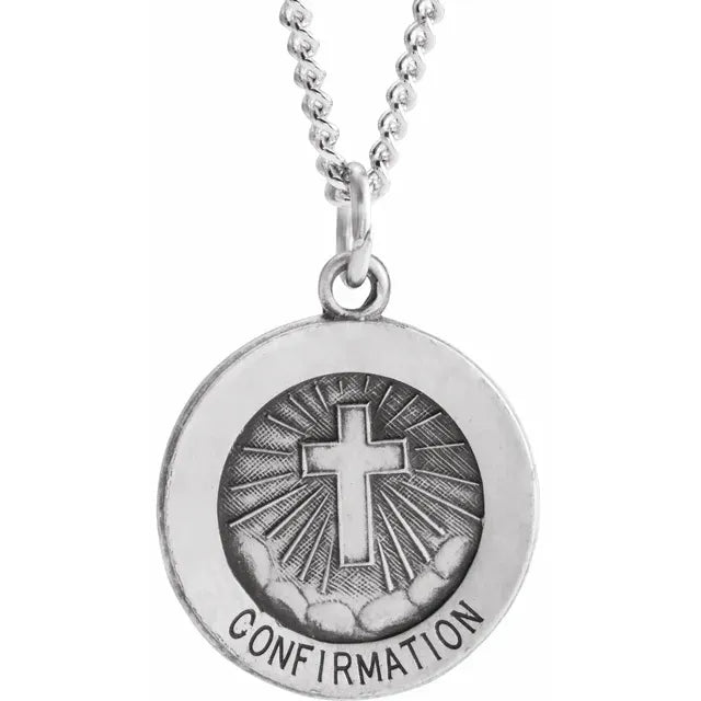 Sterling Silver Confirmation Medal Necklace