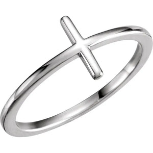 10k White Gold Sideways Cross Ring