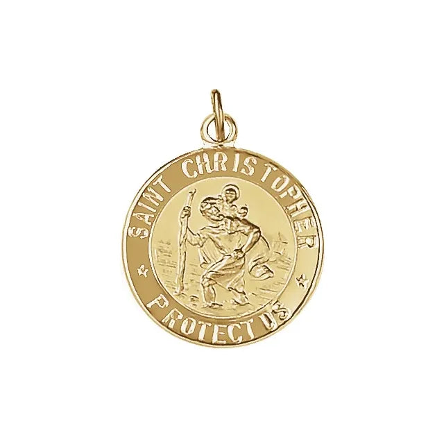 14k Yellow Gold St. Christopher Medal Pendant