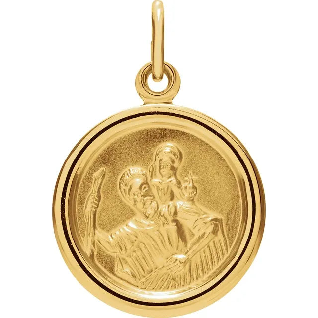 14k Yellow Gold St. Christopher Medal Pendant