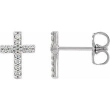 Load image into Gallery viewer, 14k White Gold Diamond Cross Studs
