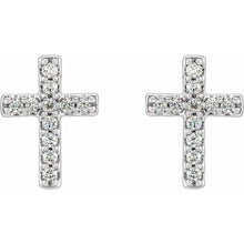 Load image into Gallery viewer, 14k White Gold Diamond Cross Studs
