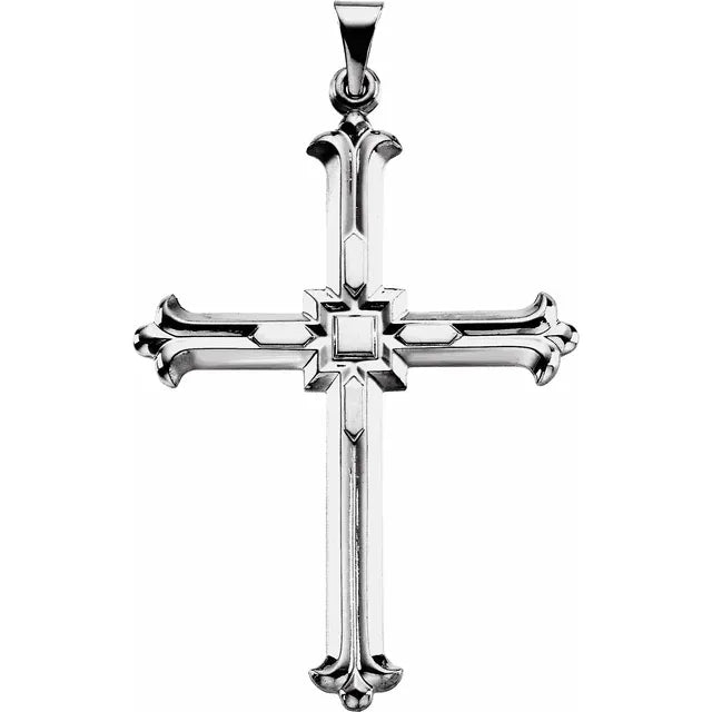 14k White Gold Cross Pendant