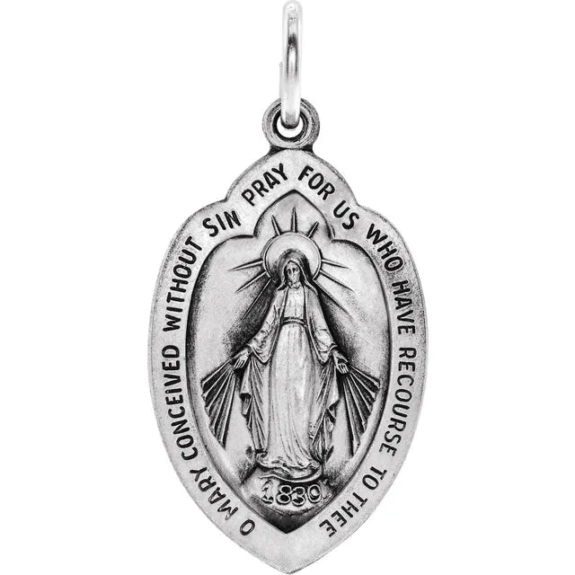 Sterling Silver Miraculous Medal Pendant