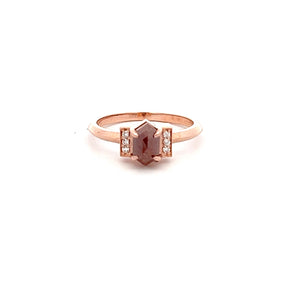 14k Rose Gold Rough Cut Diamond Ring