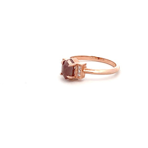 14k Rose Gold Rough Cut Diamond Ring