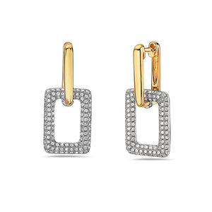 14k Two Tone Diamond Earrings