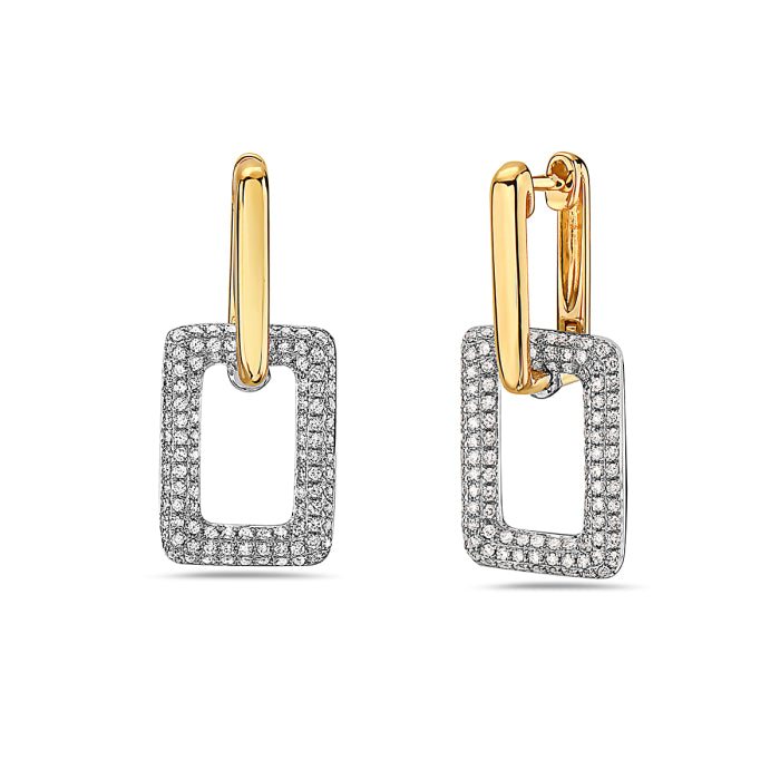 14k Two Tone Diamond Earrings