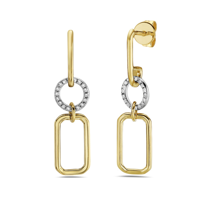 14k Two Tone Diamond Earrings