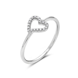 14k White Gold Diamond Heart Ring