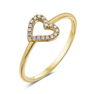 14k Yellow Gold Diamond Heart Ring