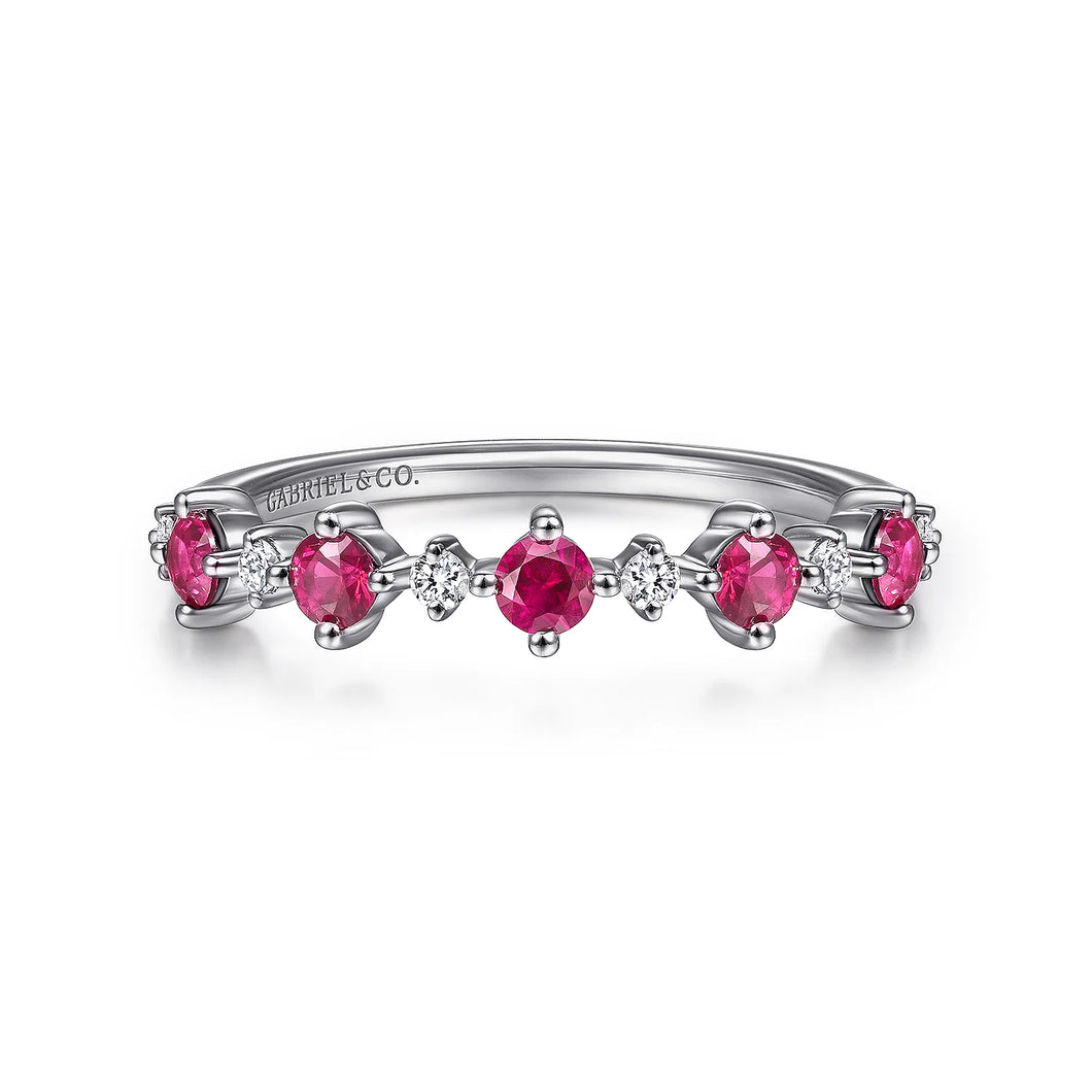 14k White Gold Ruby and Diamond Ring