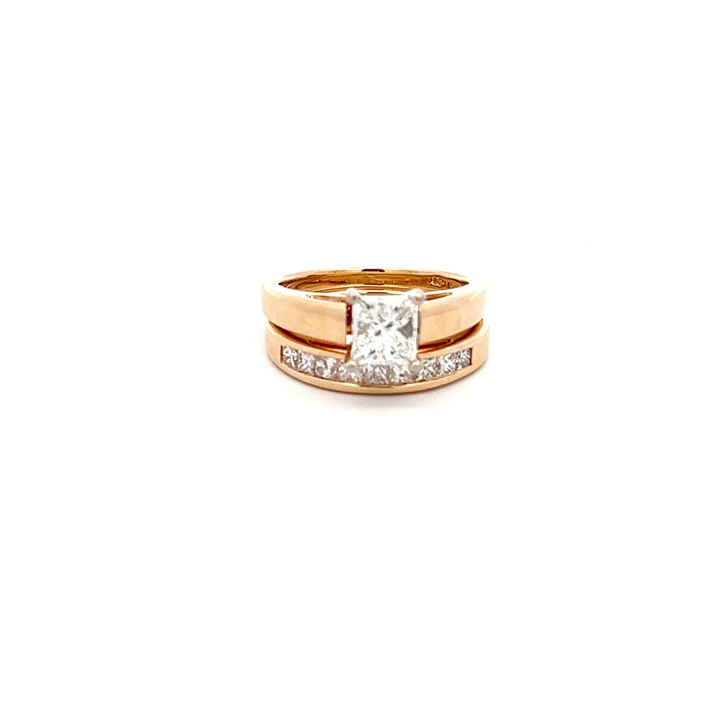 14k Yellow Gold and Platinum Diamond Wedding Set