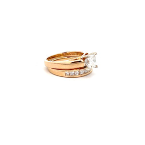 14k Yellow Gold and Platinum Diamond Wedding Set