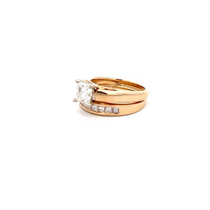 14k Yellow Gold and Platinum Diamond Wedding Set