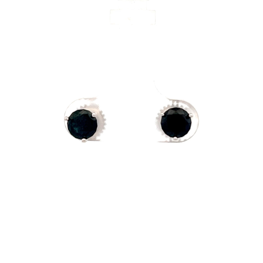 14k White Gold Black Sapphire Studs