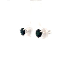 Load image into Gallery viewer, 14k White Gold Black Sapphire Studs
