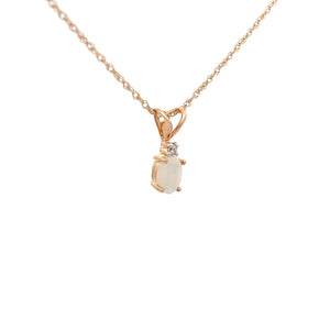 14k Yellow Gold Opal Necklace with Diamond