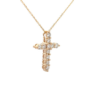 14k Yellow Gold Diamond Cross Necklace