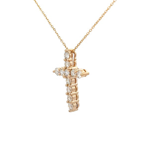 14k Yellow Gold Diamond Cross Necklace