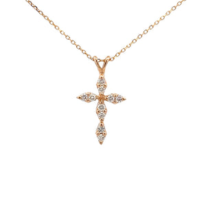 14k Yellow Gold Diamond Cross Necklace