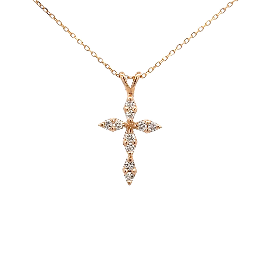 14k Yellow Gold Diamond Cross Necklace