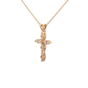 14k Yellow Gold Diamond Cross Necklace