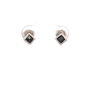 14k White Gold Rough Cut Diamond Earrings