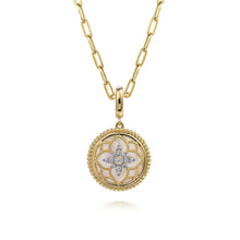 Load image into Gallery viewer, 14k Yellow Gold Mother of Pearl and Diamond Pendant

