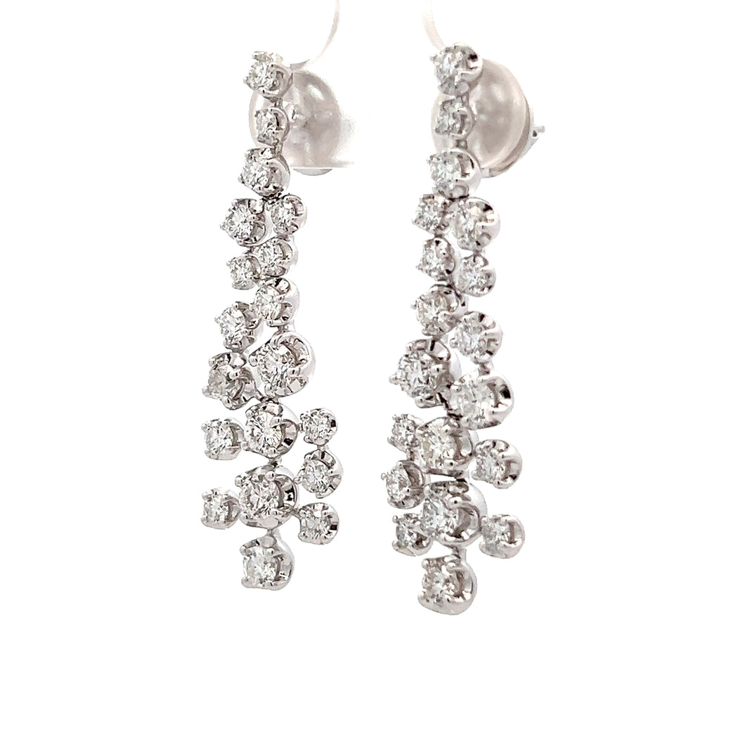 14k White Gold Diamond Dangle Earrings