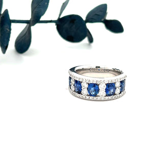 14k White Gold Sapphire and Diamond Ring