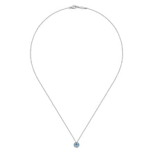 Load image into Gallery viewer, 14k White Gold Blue Topaz Necklace with Diamonds

