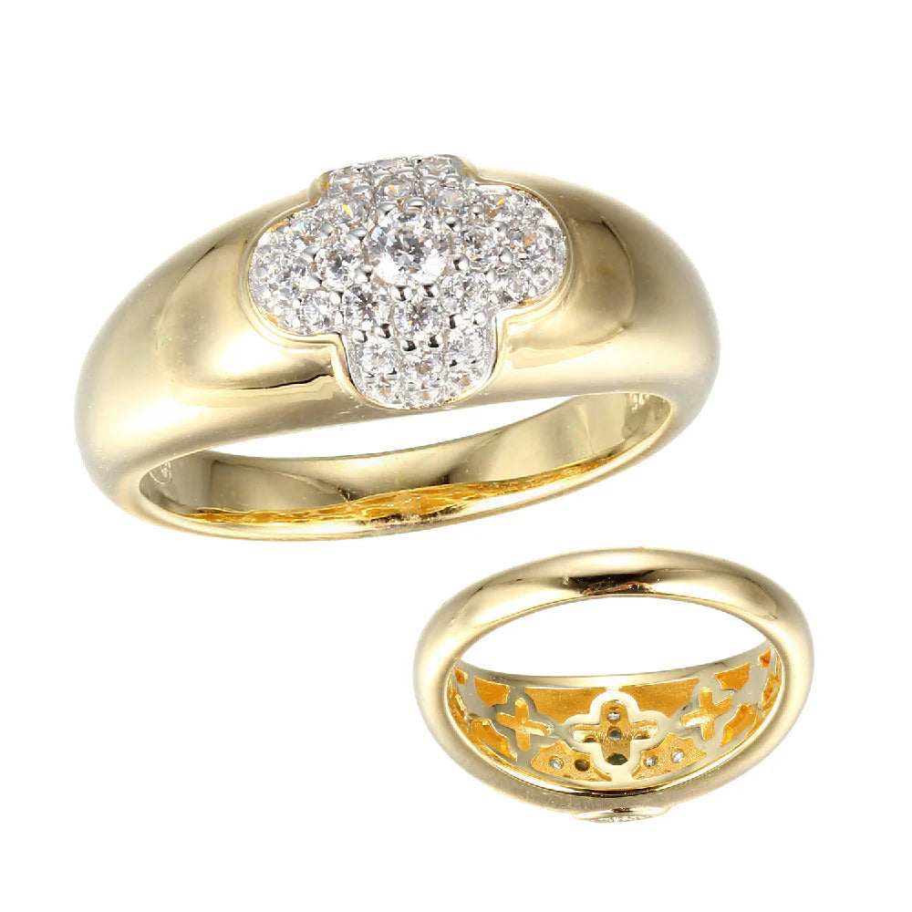 Sterling Silver Gold Plated CZ Ring