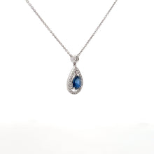 Load image into Gallery viewer, 14k White Gold Sapphire Necklace with Diamonds
