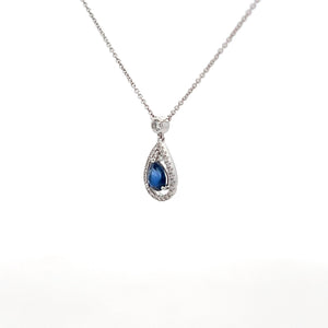 14k White Gold Sapphire Necklace with Diamonds