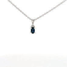Load image into Gallery viewer, 14k White Gold Sapphire Necklace with Diamond
