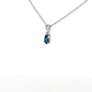 14k White Gold Sapphire Necklace with Diamond