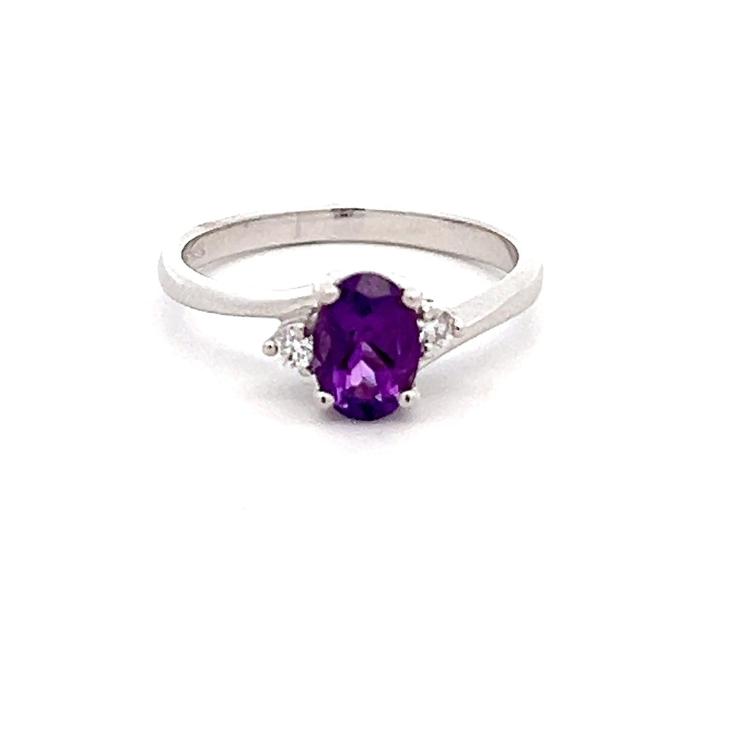 14k White Gold Amethyst Ring