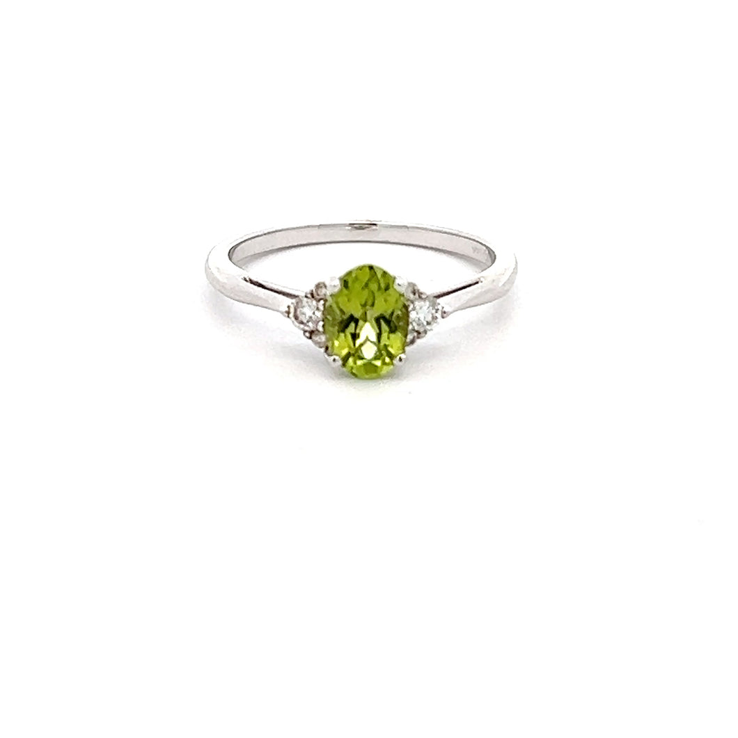 14k White Gold Peridot Ring