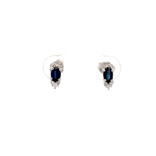 Load image into Gallery viewer, 14k White Gold Sapphire Earrings with Diamonds
