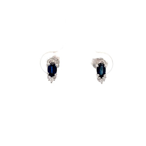 14k White Gold Sapphire Earrings with Diamonds