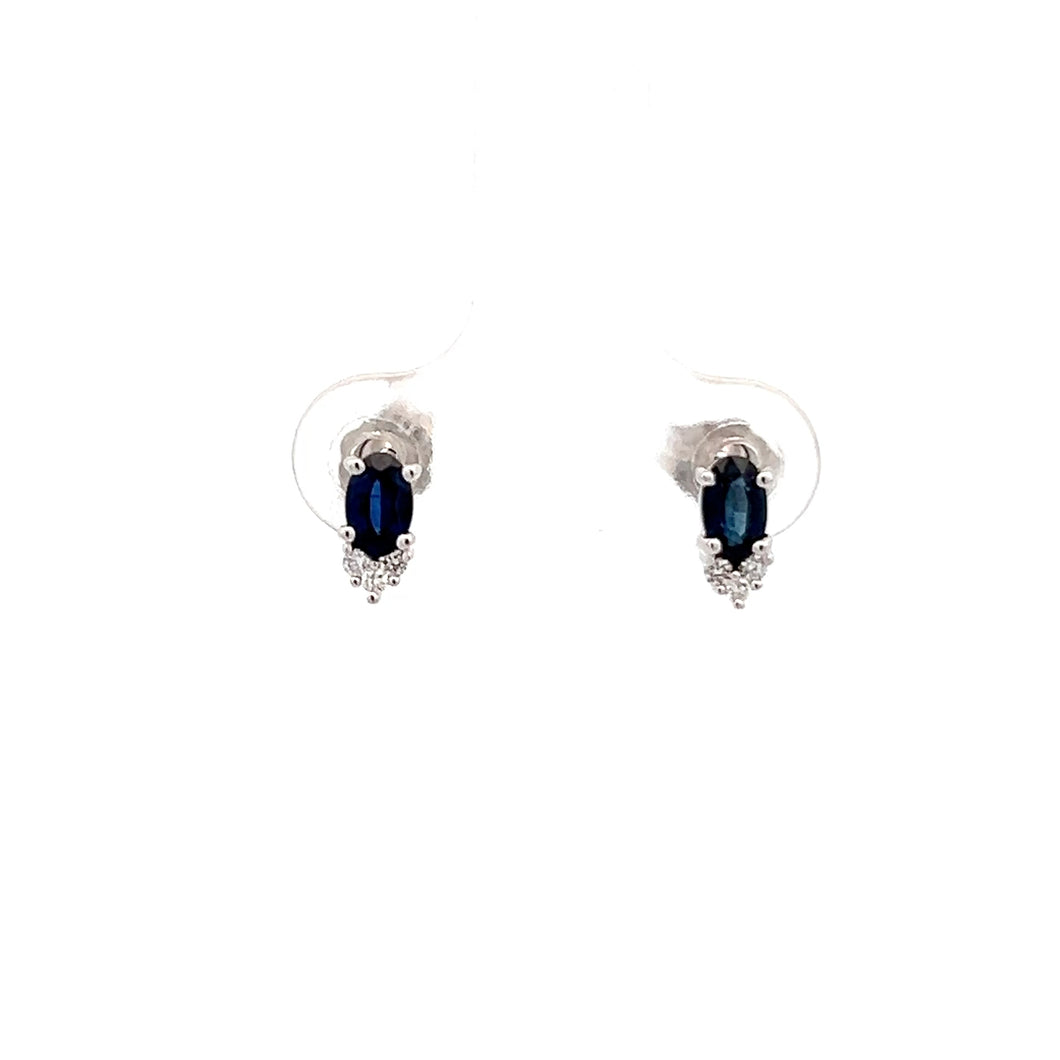 14k White Gold Sapphire Earrings with Diamonds