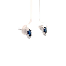 Load image into Gallery viewer, 14k White Gold Sapphire Earrings with Diamonds
