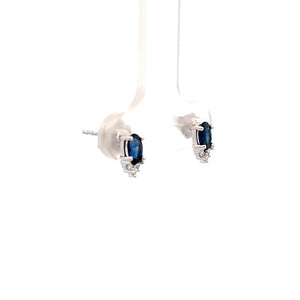 14k White Gold Sapphire Earrings with Diamonds